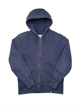 American Giant Men's Full Zip Hoodie Large Heavyweight USA Made Sweatshirt Blue